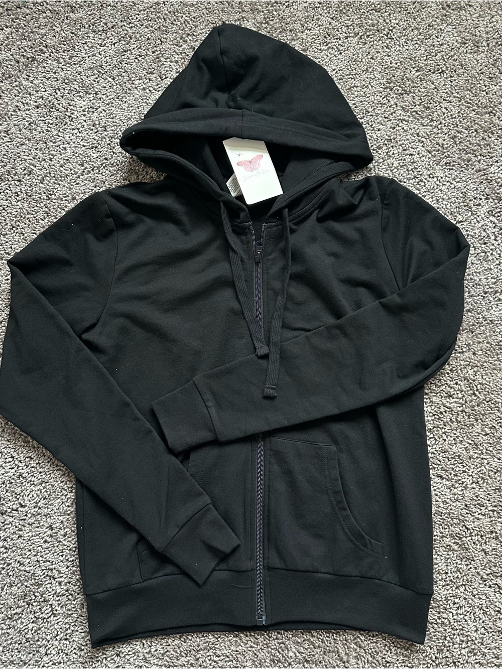 Rosio Black Full-Zip Hooded Sweatshirt Jacket